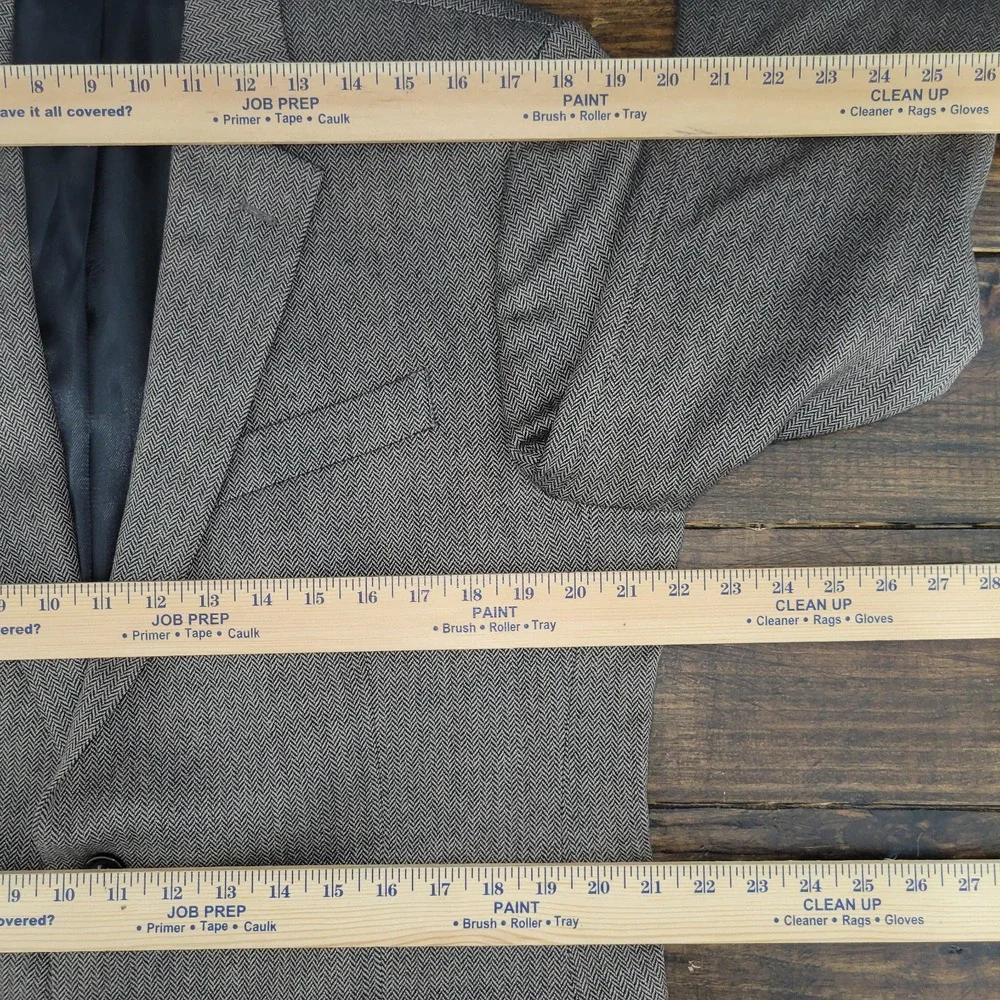 Stafford Men's Sport Coat Blazer Two Button Brown Herringbone Merino‎ Wool 42R